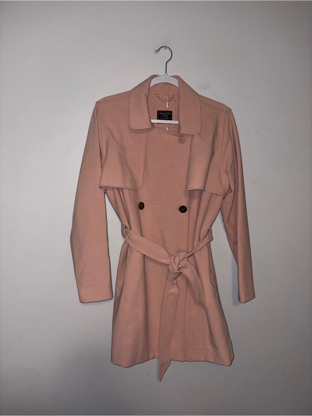 Abercrombie & Fitch | Pink Trench Coat with Belted Waist